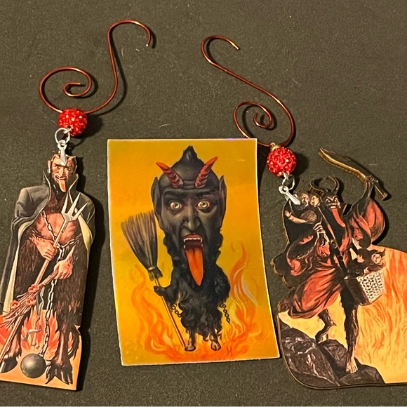 Krampus Ornament Set - Krampusnacht Holiday Decor Collectible Gift - xmas devil - Picture 2 of 13